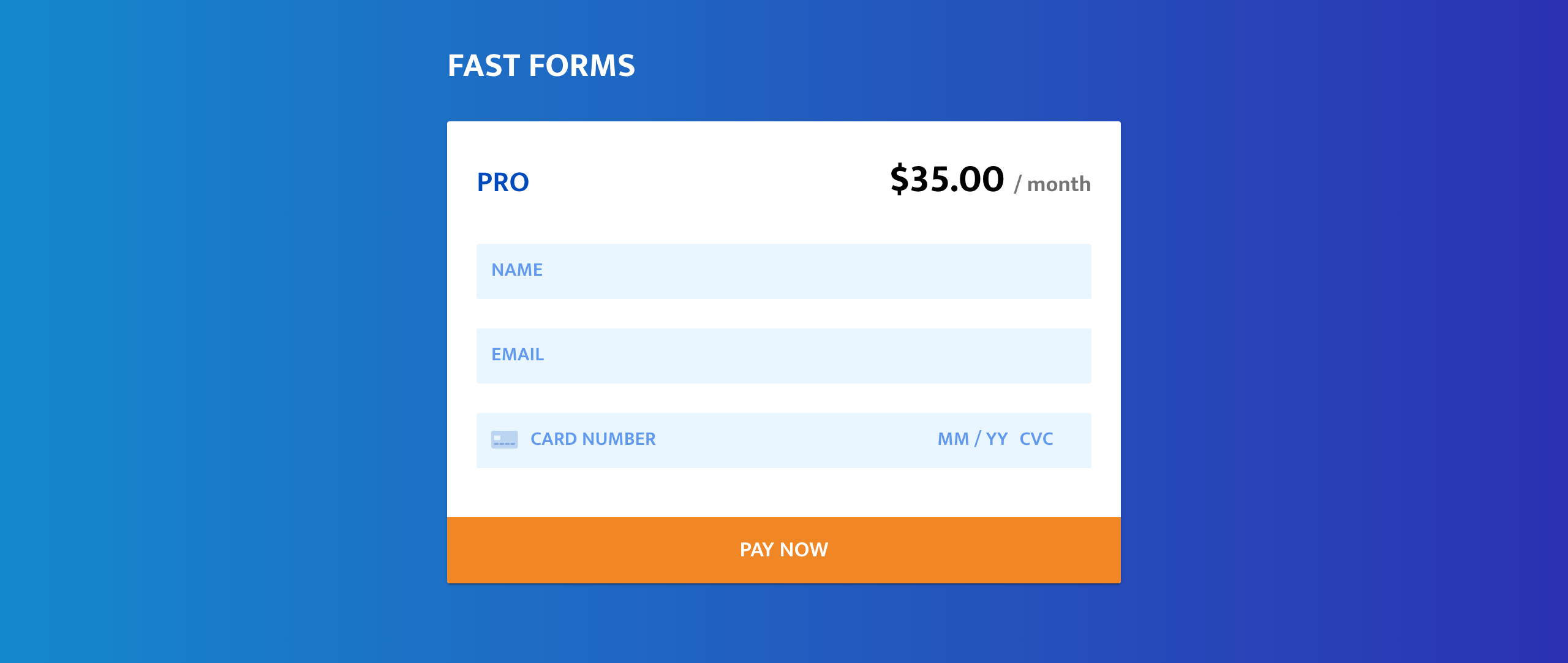 Fast Forms Payment Form (Subscription Registration Form)